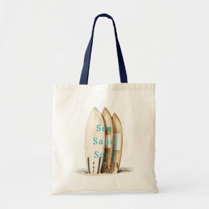 Sea Sand Surf Beach Surfboards Tote Bag
