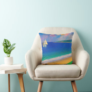 Sea Scape 09 "Yacht in the bay" Cushion