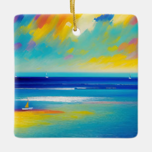 Sea Scape 10 “Stuck on the sand”.  Ceramic Ornament