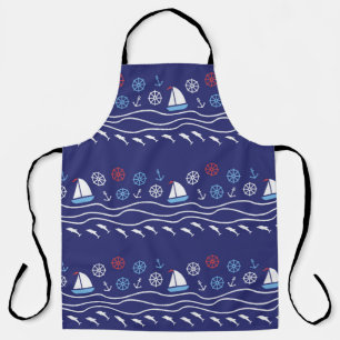 Sea seamless pattern. Vintage illustration.  Apron