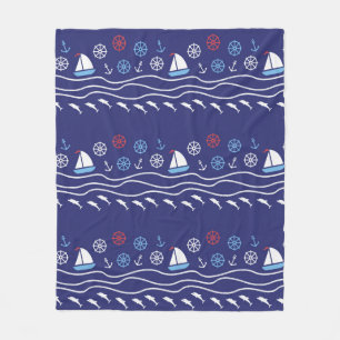 Sea seamless pattern. Vintage illustration. Fleece Blanket
