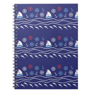 Sea seamless pattern. Vintage illustration.  Notebook