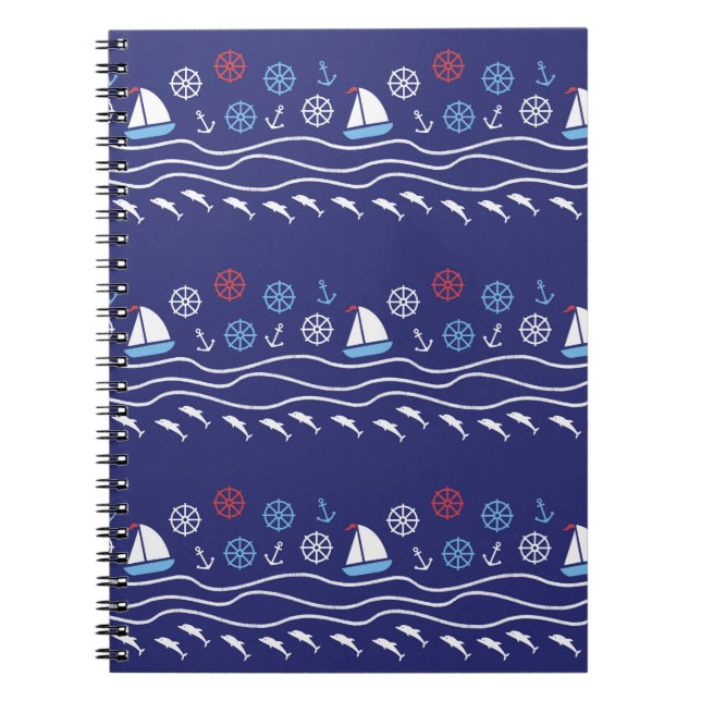 Sea seamless pattern. Vintage illustration.  Notebook (Front)
