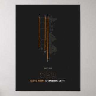 SEA - Seattle-Tacoma Airport Runway Diagram Art Poster