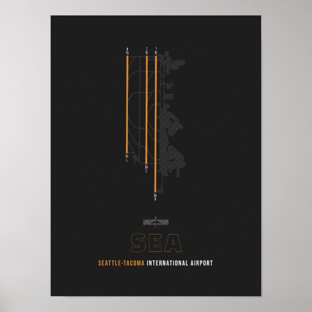 SEA - Seattle-Tacoma Airport Runway Diagram Art Poster (Front)