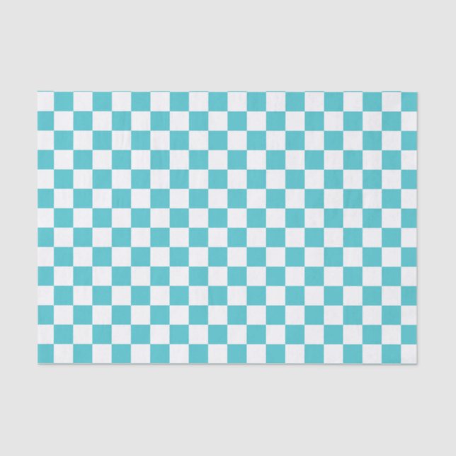 Sea Serpent Blue and White Chequerboard Pattern Tissue Paper (Front)