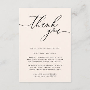 Sea Shell Blush Calligraphy Custom Photo Thank You Enclosure Card