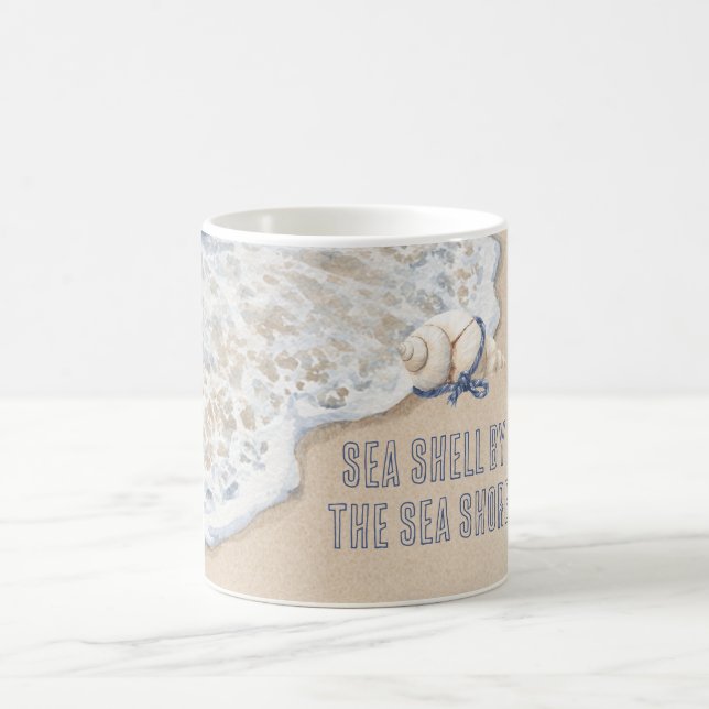 Sea Shell By The Sea Shore Sand Coffee Mug (Center)