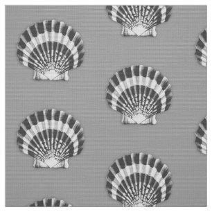 Sea Shell - charcoal grey and white Fabric