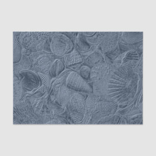 Sea Shell Coastal Beach Dusty Blue Decoupage Tissue Paper