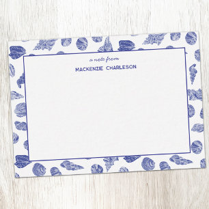Sea Shell Coastal Nautical Blue Personalised Card