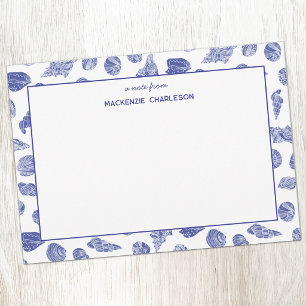 Sea Shell Coastal Nautical Blue Personalised Card
