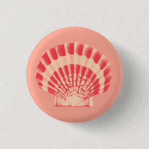 Sea shell - coral and peach 3 cm round badge