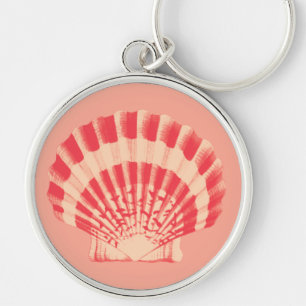 Sea shell - coral and peach key ring