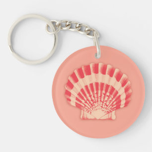 Sea shell - coral and peach key ring