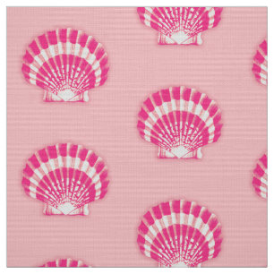 Sea Shell - fuchsia pink and white Fabric