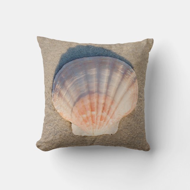 Sea Shell Laying On Sandy Beach Cushion (Front)