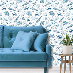 Sea Shell ocean beach blue white Wallpaper