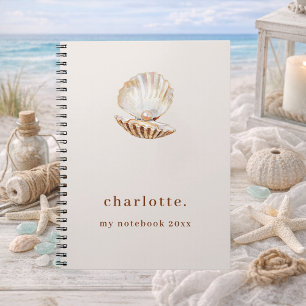 Sea shell pearl beige modern notebook