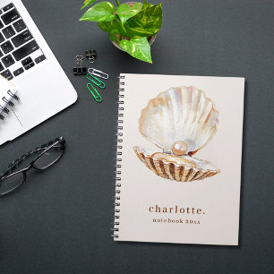 Sea shell pearl beige modern notebook