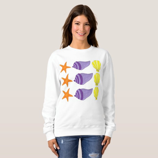 Sea Shell Seashell Conch Starfish Beach Ocean Sweatshirt (Front Full)