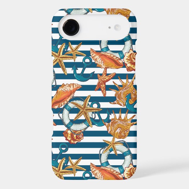 Sea Shells And Anchor Pattern Case-Mate iPhone Case (Back)