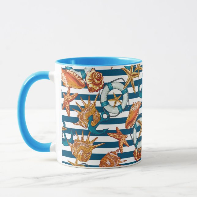 Sea Shells And Anchor Pattern Mug (Left)