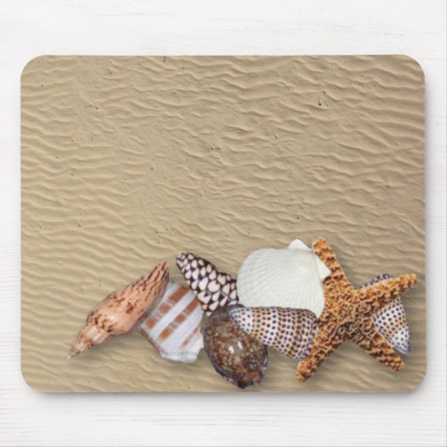 Sea Shells and Sandy Beach Mouse Pad (Front)