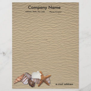 Sea Shells and Sandy Beach Personalized Letterhead