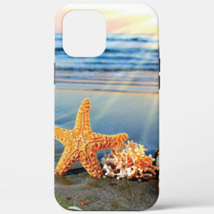 Sea shells and starfish on beach iPhone 12 pro max case