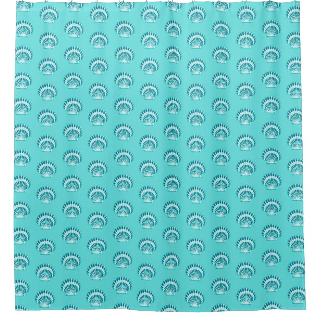 Sea shells - aqua and teal shower curtain (Front)