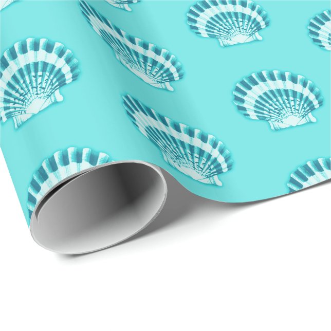 Sea shells - aqua and teal wrapping paper (Roll Corner)