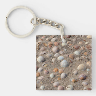 Sea shells at the beach key ring