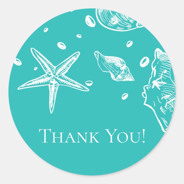 Sea Shells Bridal Shower Thank You Favour Sticker (Front)