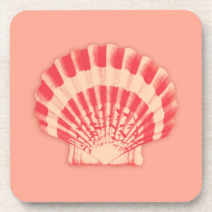 Sea shells - coral and peach coaster