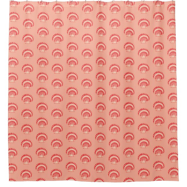 Sea shells - coral and peach shower curtain (Front)