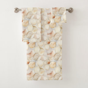 Sea Shells Cream Sand Ivory Beach  Bath Towel Set