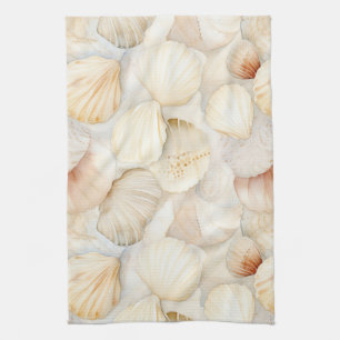Sea Shells Cream Sand Ivory Beach  Tea Towel
