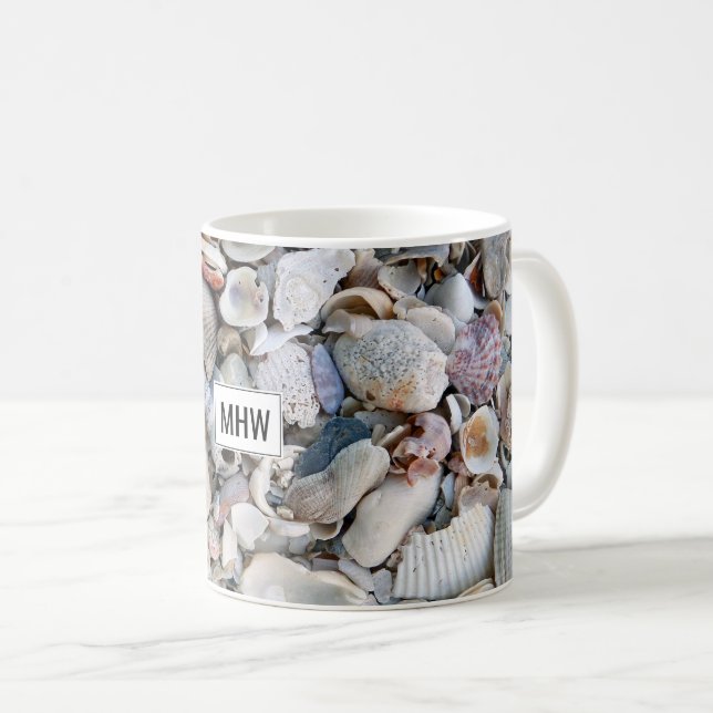 Sea Shells custom monogram mugs (Front Right)