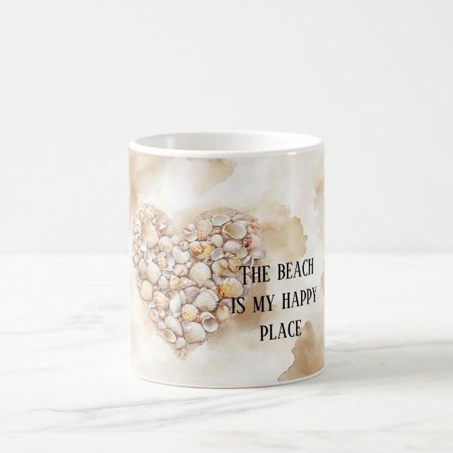 Sea Shells Heart Beach Happy Place Coffee Mug (Center)