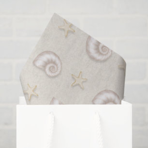 Sea shells in the sand tissue paper