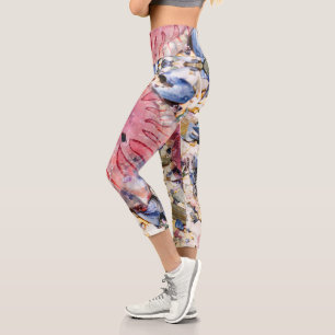 Sea Shells Jellyfish Ocean Beach View Capri Leggings