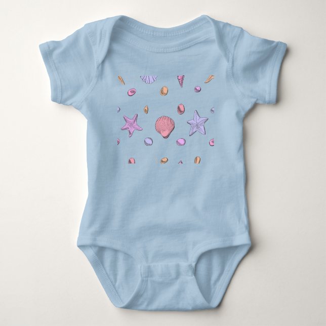 Sea Shells Kids Design Baby Bodysuit (Front)
