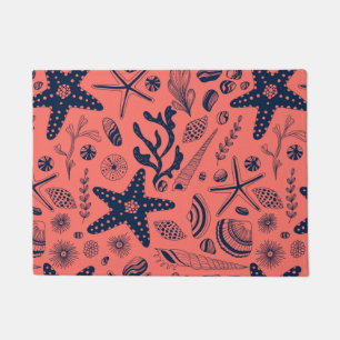 Sea shells  living coral background doormat