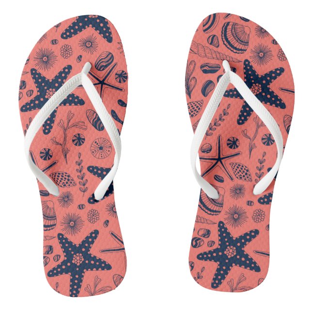 Sea shells  living coral background jandals (Footbed)