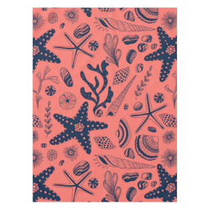 Sea shells  living coral background tablecloth