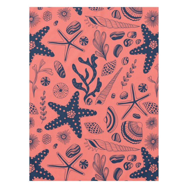 Sea shells  living coral background tablecloth (Front)