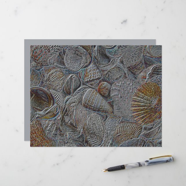 Sea Shells Ocean Beach Grey Gold Silver Decoupage (Front/Back In Situ)