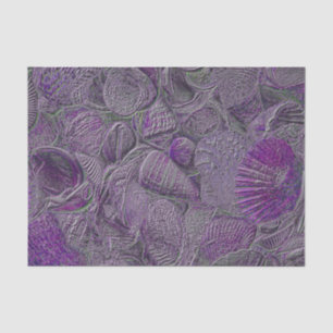 Sea Shells Ocean Beach Purple Grey Metallic Tissue Paper