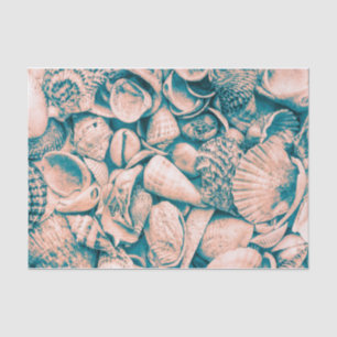 Sea Shells Ocean Beach Teal Vintage Decoupage Tissue Paper